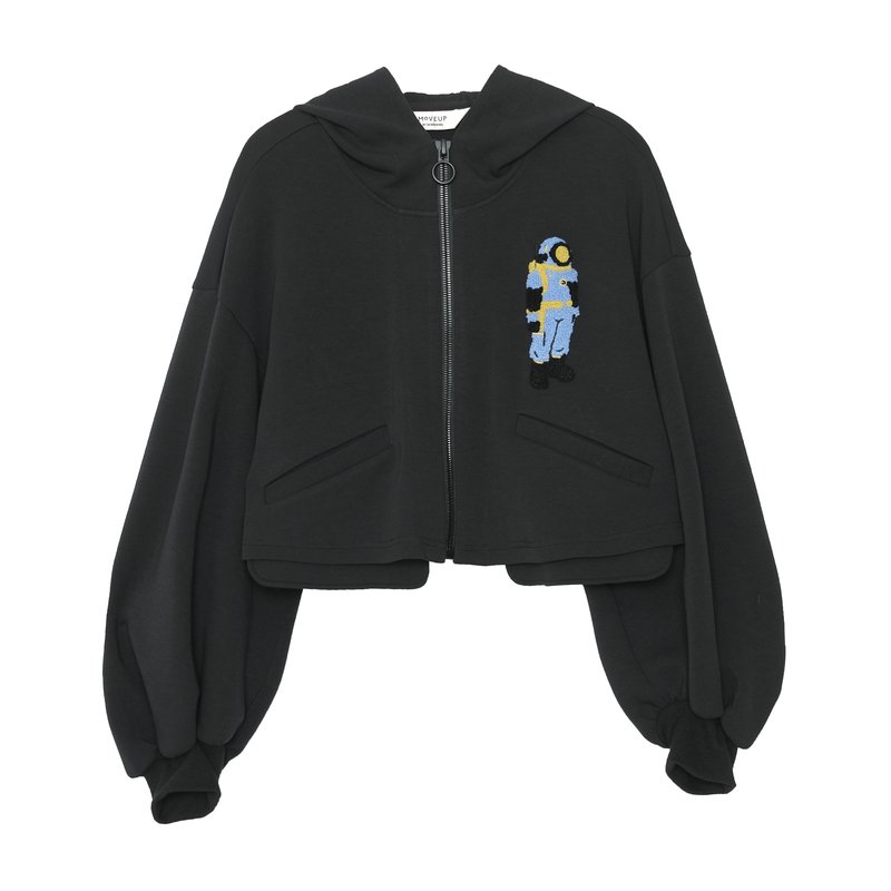 Short Jacket with Color-Block Fun Embroidery Design