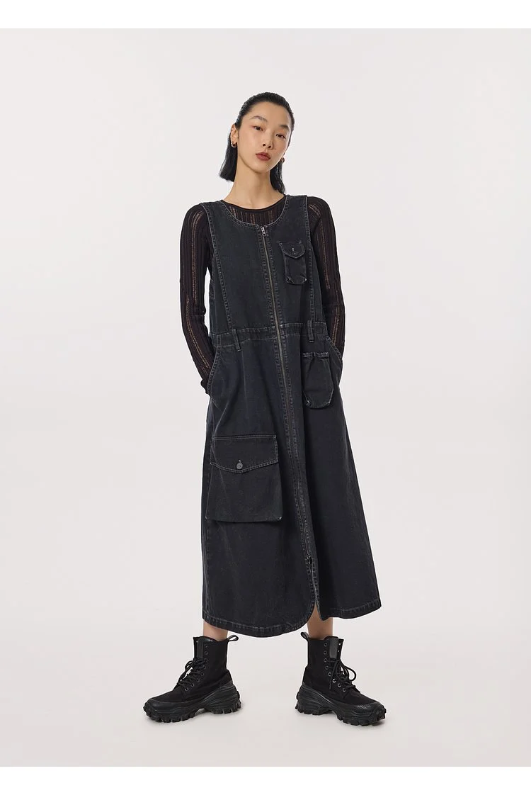 Designer Denim Overall Dress with Vest Pocket AGoodFun Designer Denim Overall Dress with Vest Pocket AGoodFun
