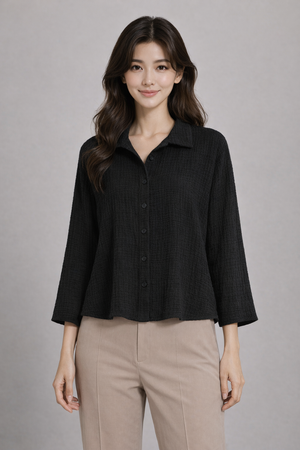 TODAYFUL - AgAwd  アガウド　Design Button Tops BLK Textured Black Button Cardigan — AGoodFun