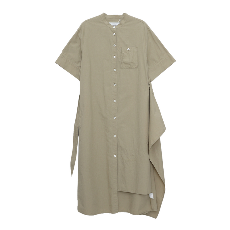 Cotton Asymmetrical Belted Shirt Dress — AGoodFun