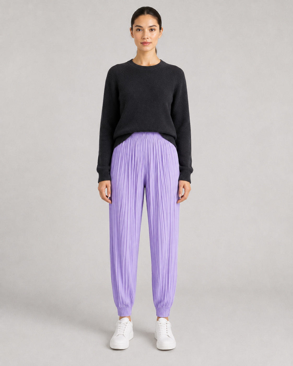 Lavender Pleated Taper Pants