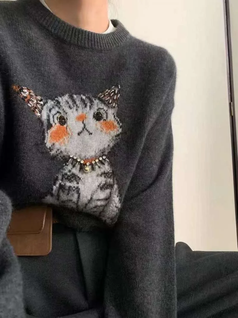 Cozy Knitted Wool Kitten Sweater