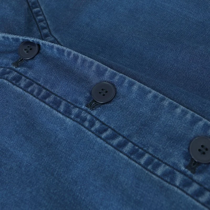 Lyocell V-Neck Pocket Draped Denim Dress  AGoodFun