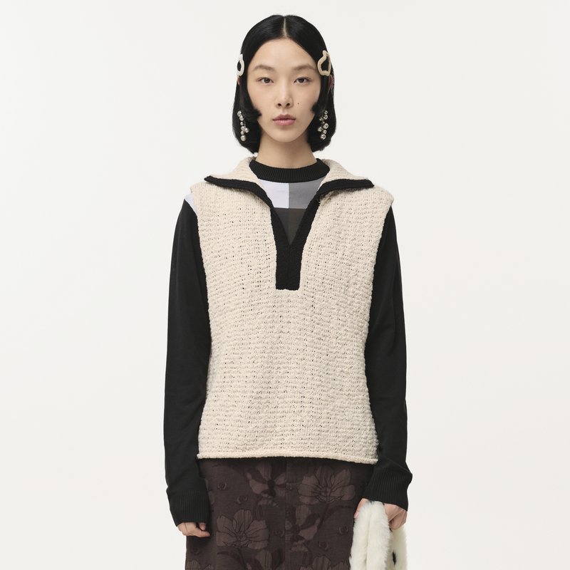 Oversized Color-Block Breathable Yarn Short Vest — AGoodFun Oversized Color-Block Breathable Yarn Short Vest — AGoodFun