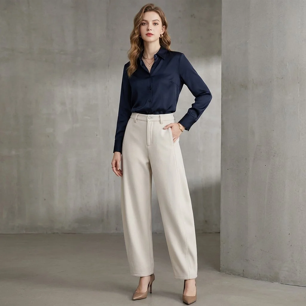Fleece-Lined Straight-Leg Pants with Zip Pockets