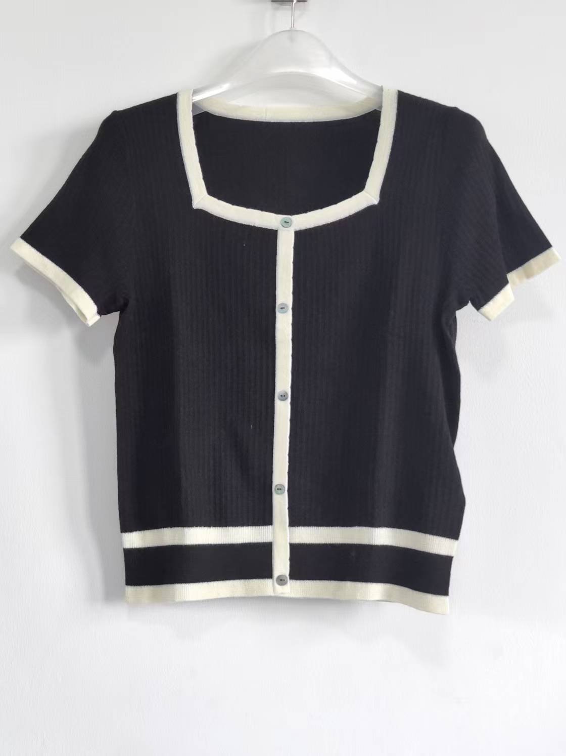 Square Collar Short Sleeves Shirt