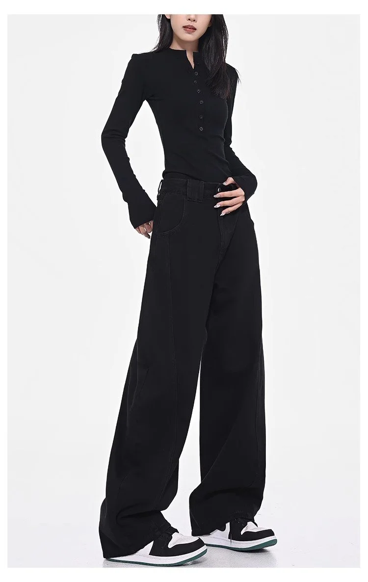 High-Waisted Loose Fit Front Seam Daddy Jeans