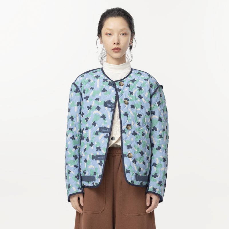 Printed Gathered Waist Short Cotton Jacket — AGoodFun (fka Printed Gathered Waist Short Cotton Jacket — AGoodFun (fka