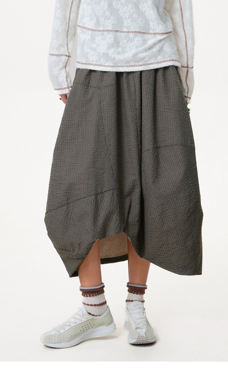 Gingham Drawstring Midi Skirt