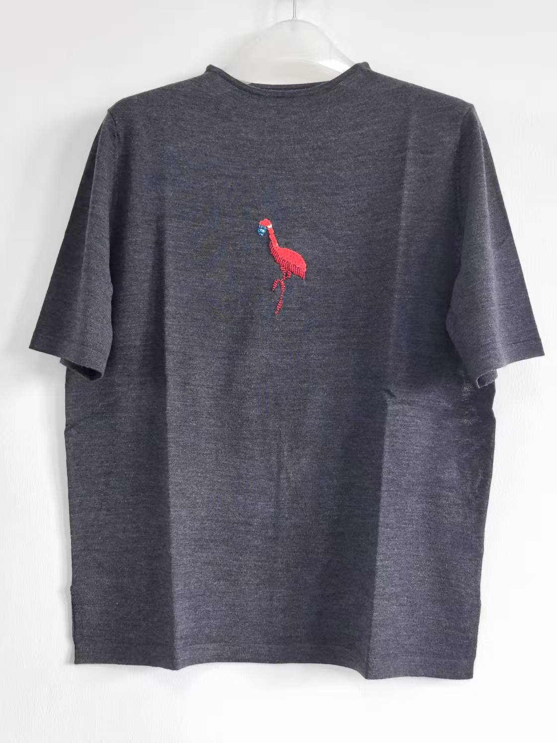 Wool Knit Flamingo Print Smock