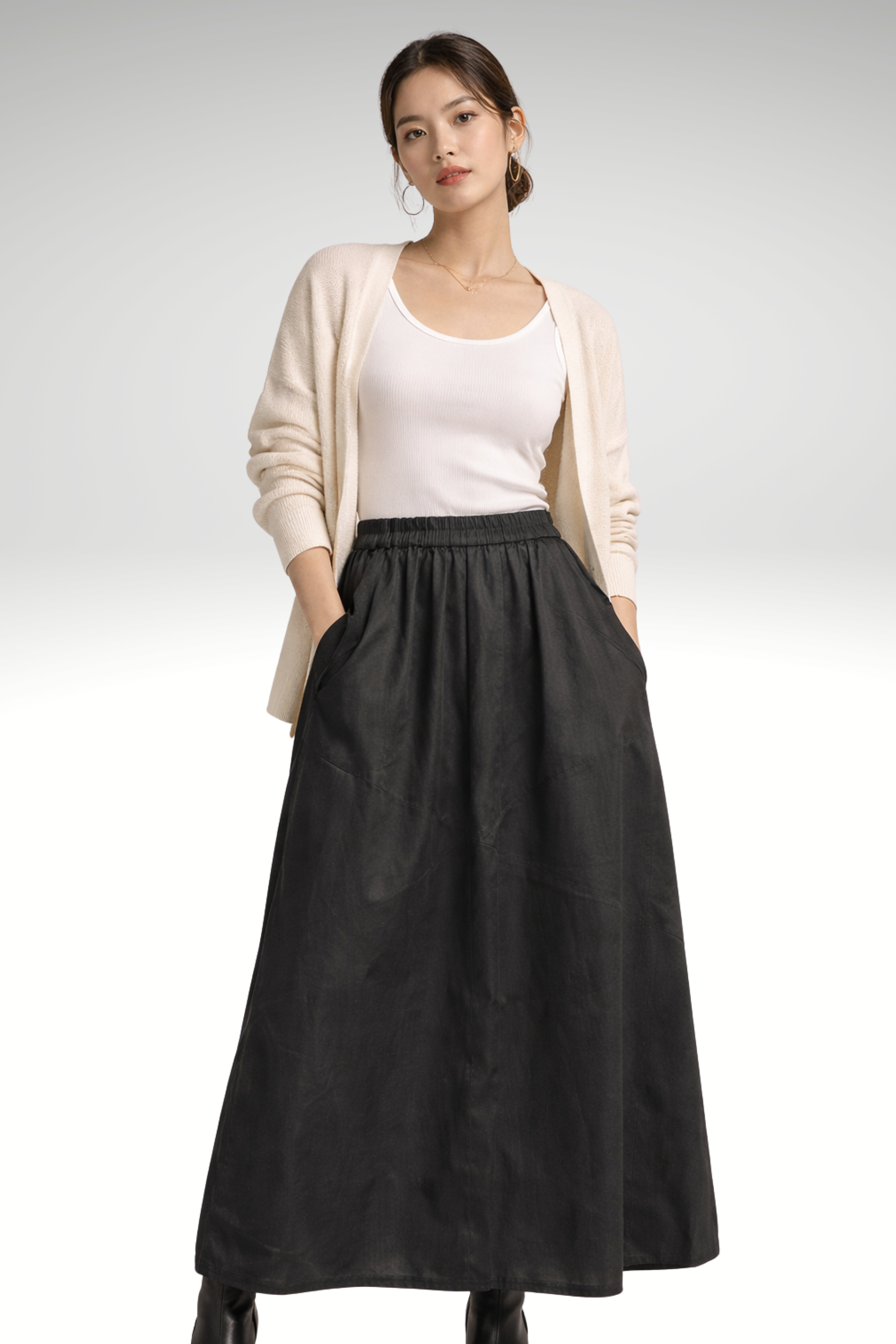 Gemini said Artisanal Linen-Blend Lantern Maxi Skirt