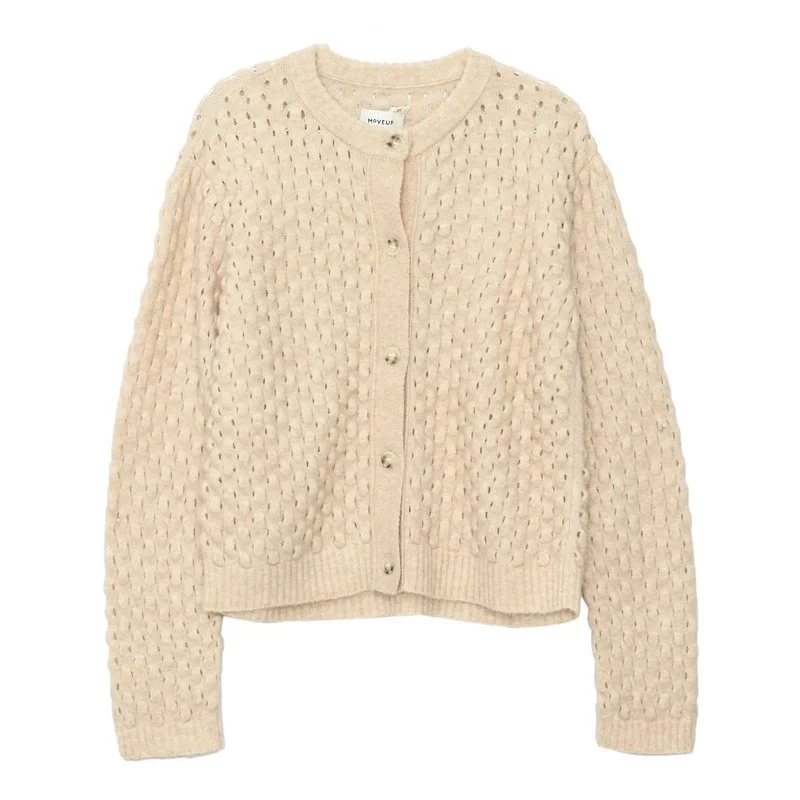 Round-Neck Hollow-Out Alpaca Cardigan Sweater — AGoodFun