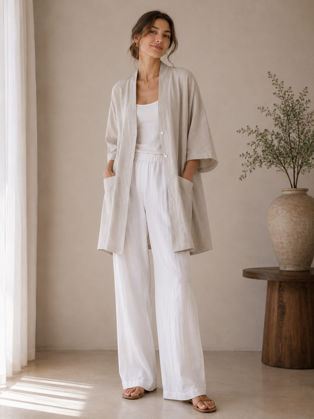 Relaxed Linen Layering Coat