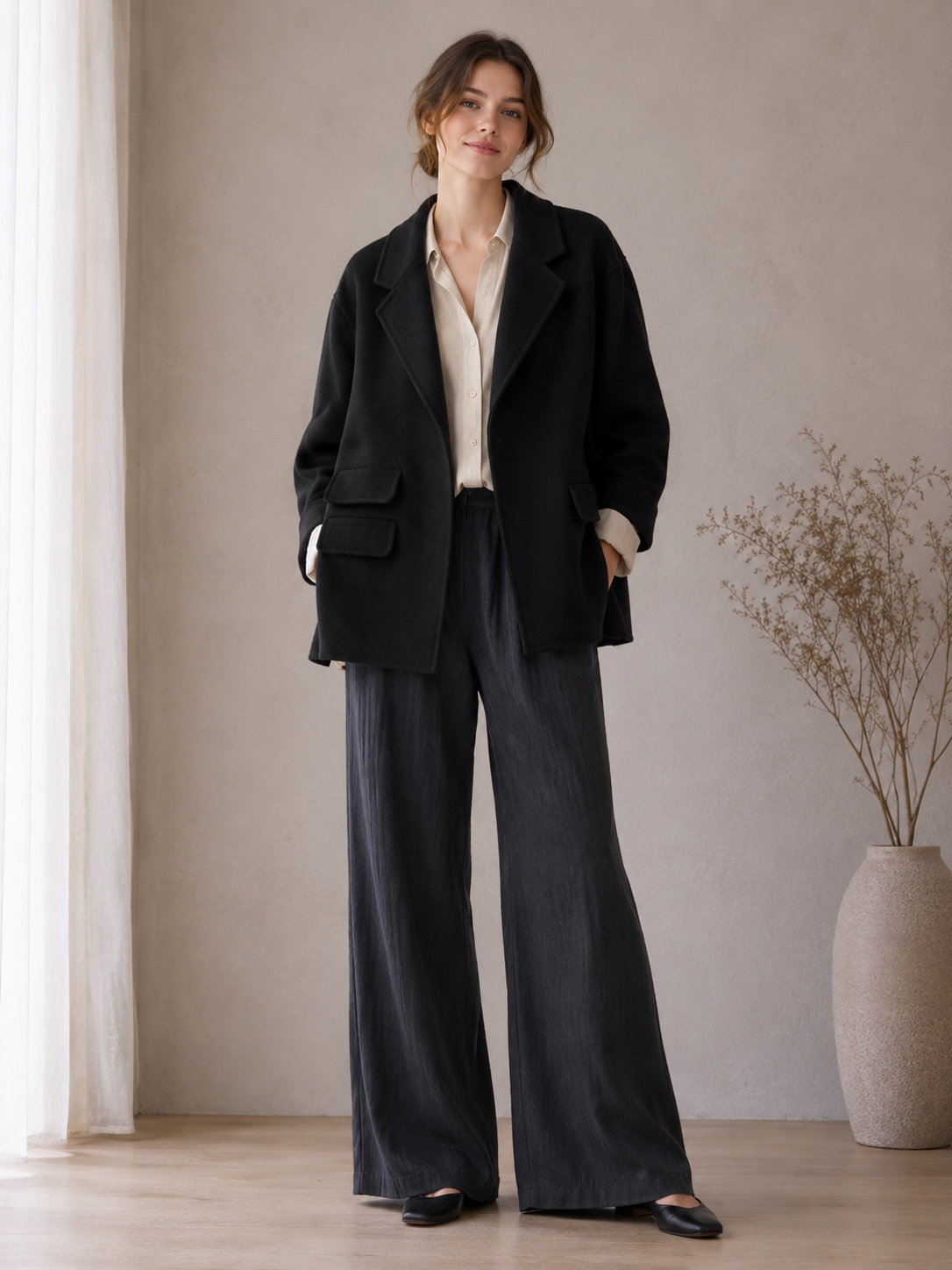 Relaxed Tailored Cashmere Coat