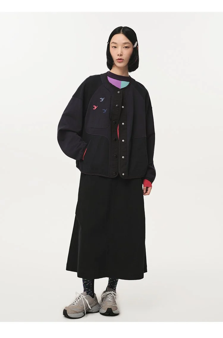 Short Jacket with Color-Block Fun Embroidery Design — AGoodFun