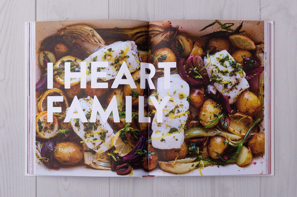 The book was divided into 5 chapters – from breakfast to date night. Each chapter has it's own mouth-watering title spread, for easy navigation and to add pace, as well as an introduction and contents page. Running throughout the book is a specially selected Pantone, which is a nod to BHF's branding.