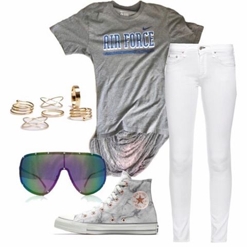 Summer is here and lighter hues are a go! Pair the one of one airforce tee with white skinnies, chucks, and your favorite sunnies for a relaxed summer look.