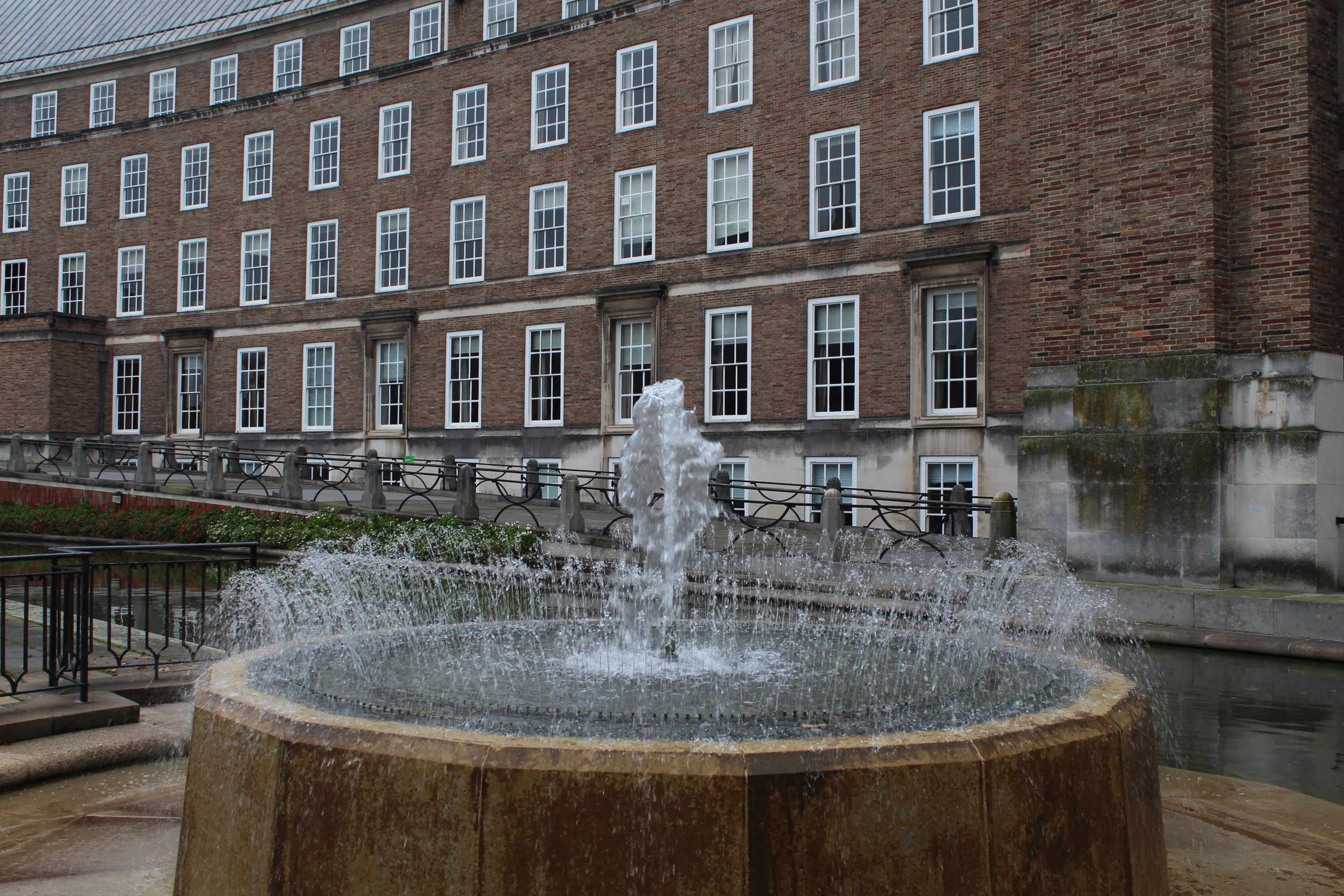 The fountain on the edge of College Green