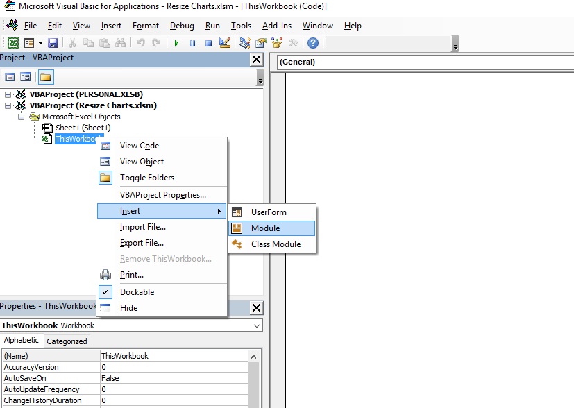 Excel Resize Chart