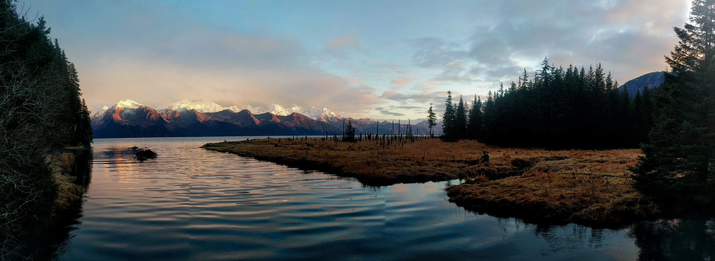 Late evening sunset on Resurrection Bay, just south of Seward, Alaska.