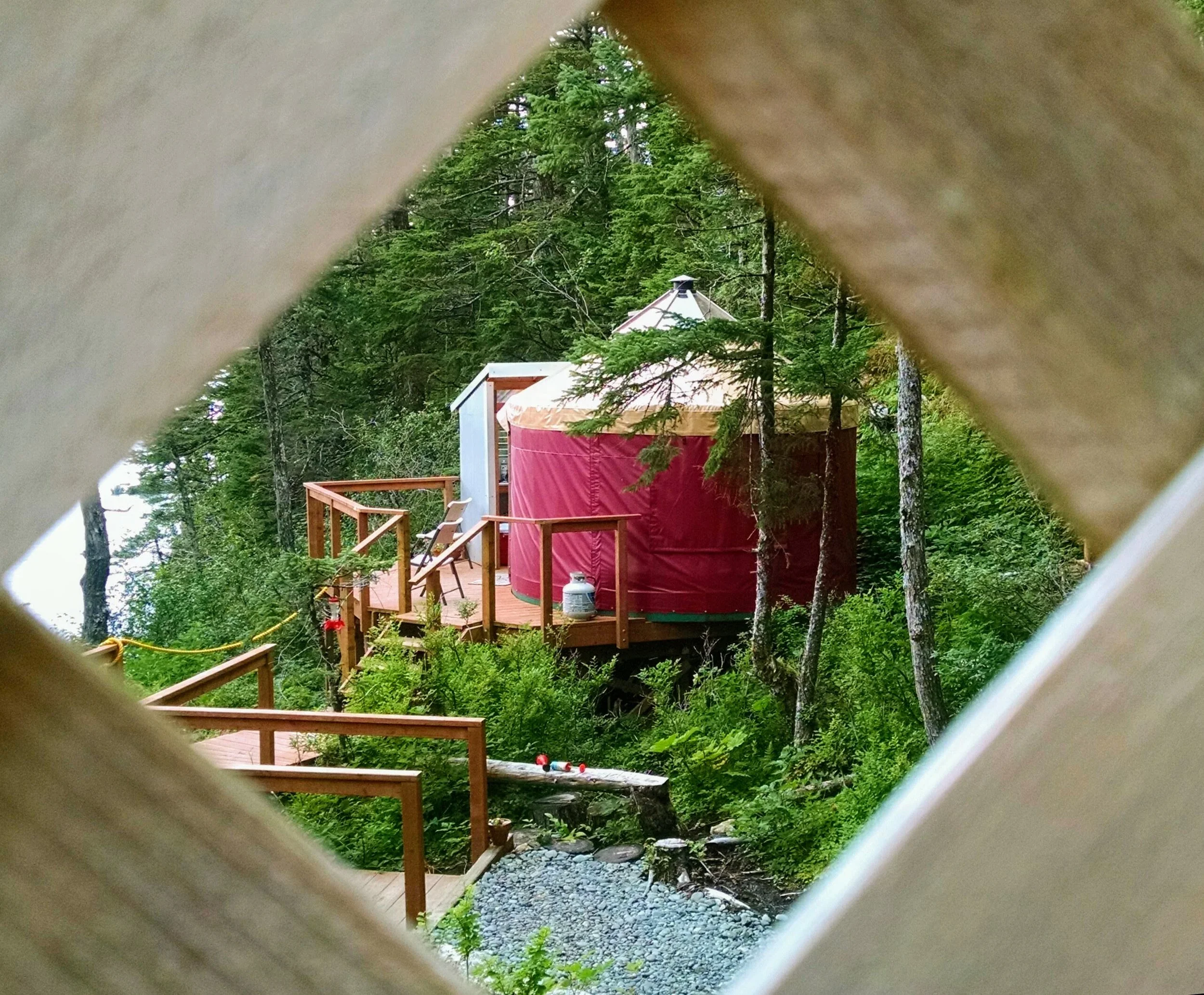 Our smaller, 1-2 person yurt at Shearwater Cove.