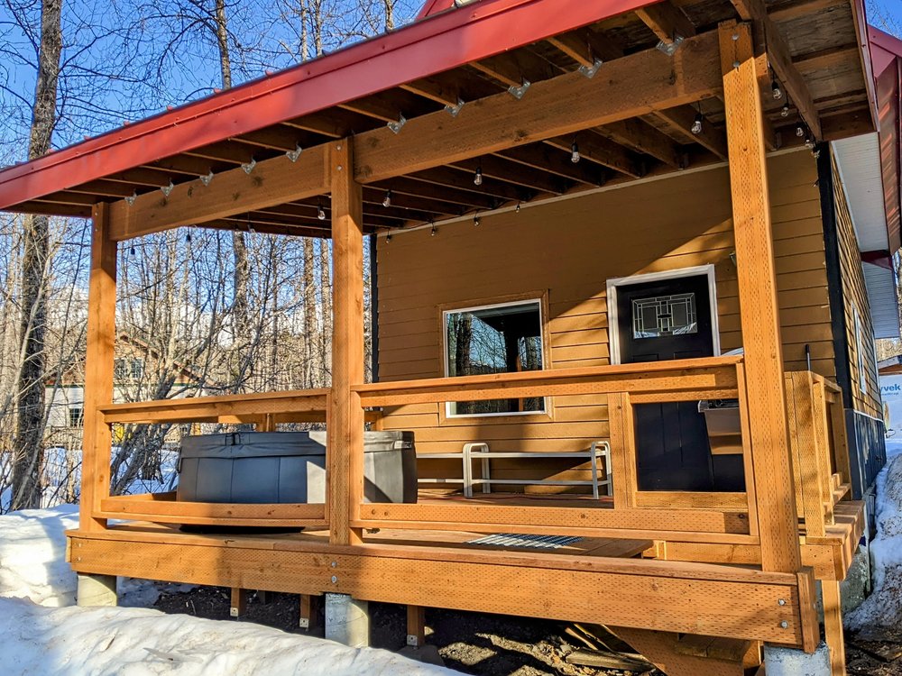 Soak, grill and chill on the cabin's covered deck.