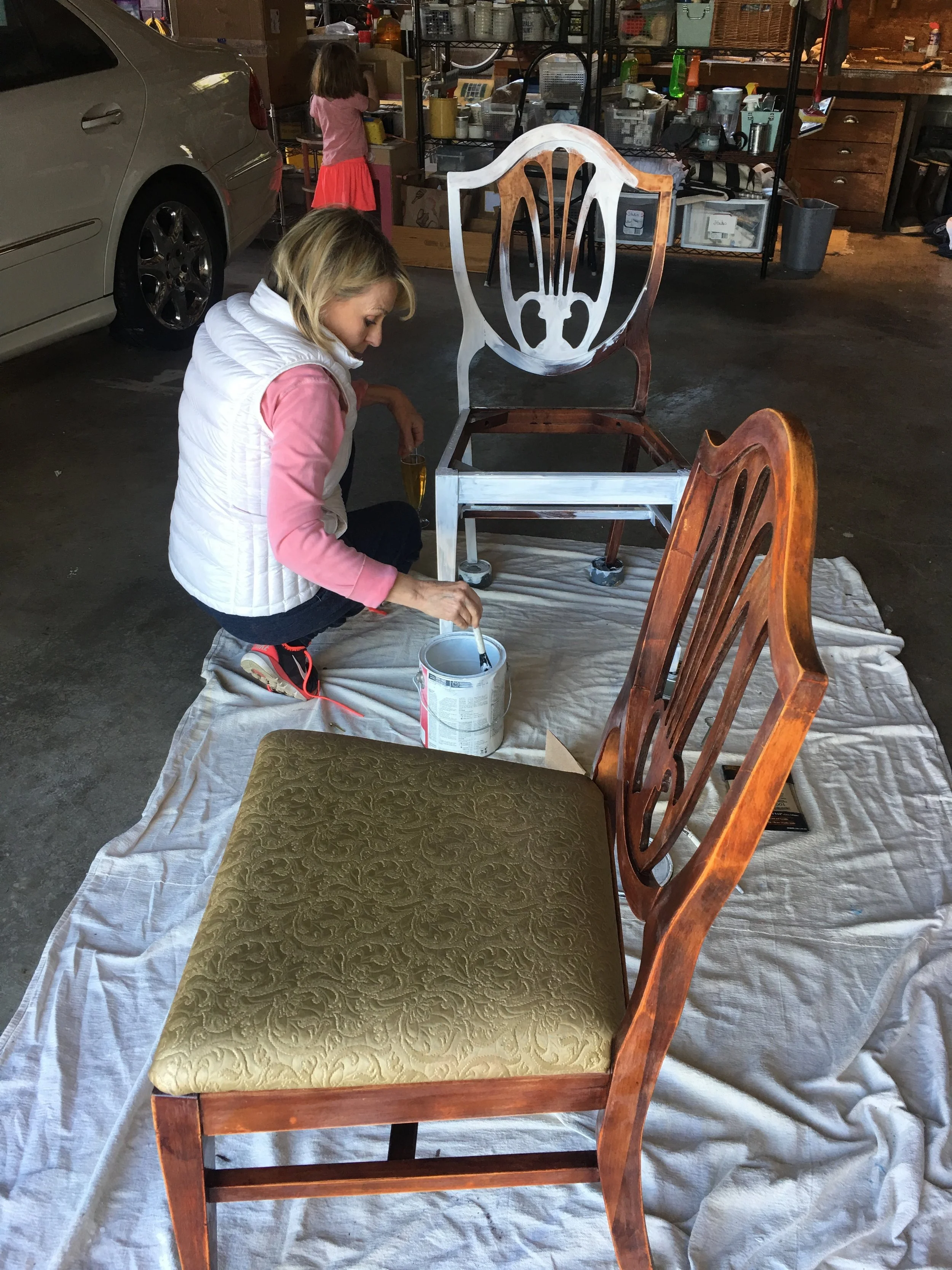 To be fair, that person painting that chair is actually my mom. She is a PRO at refurbishing furniture!