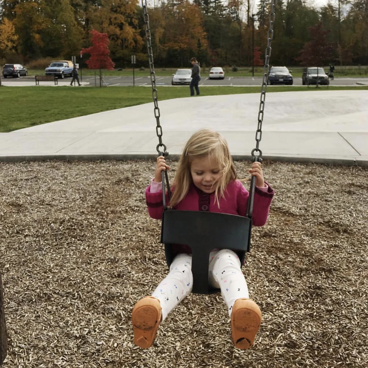 Our youngest daughter at Squalicum Park in Bellingham.