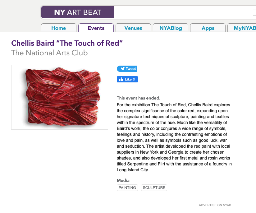 NY ART BEAT: Chellis Baird "The Touch of Red"