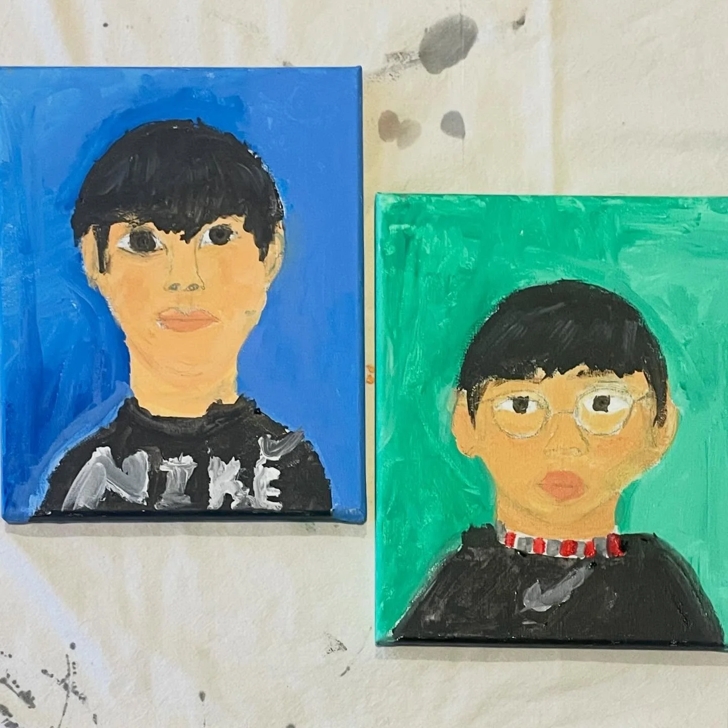 Fantastic self-portraits, by Noah and Teddy 🖌️🎨⚽️