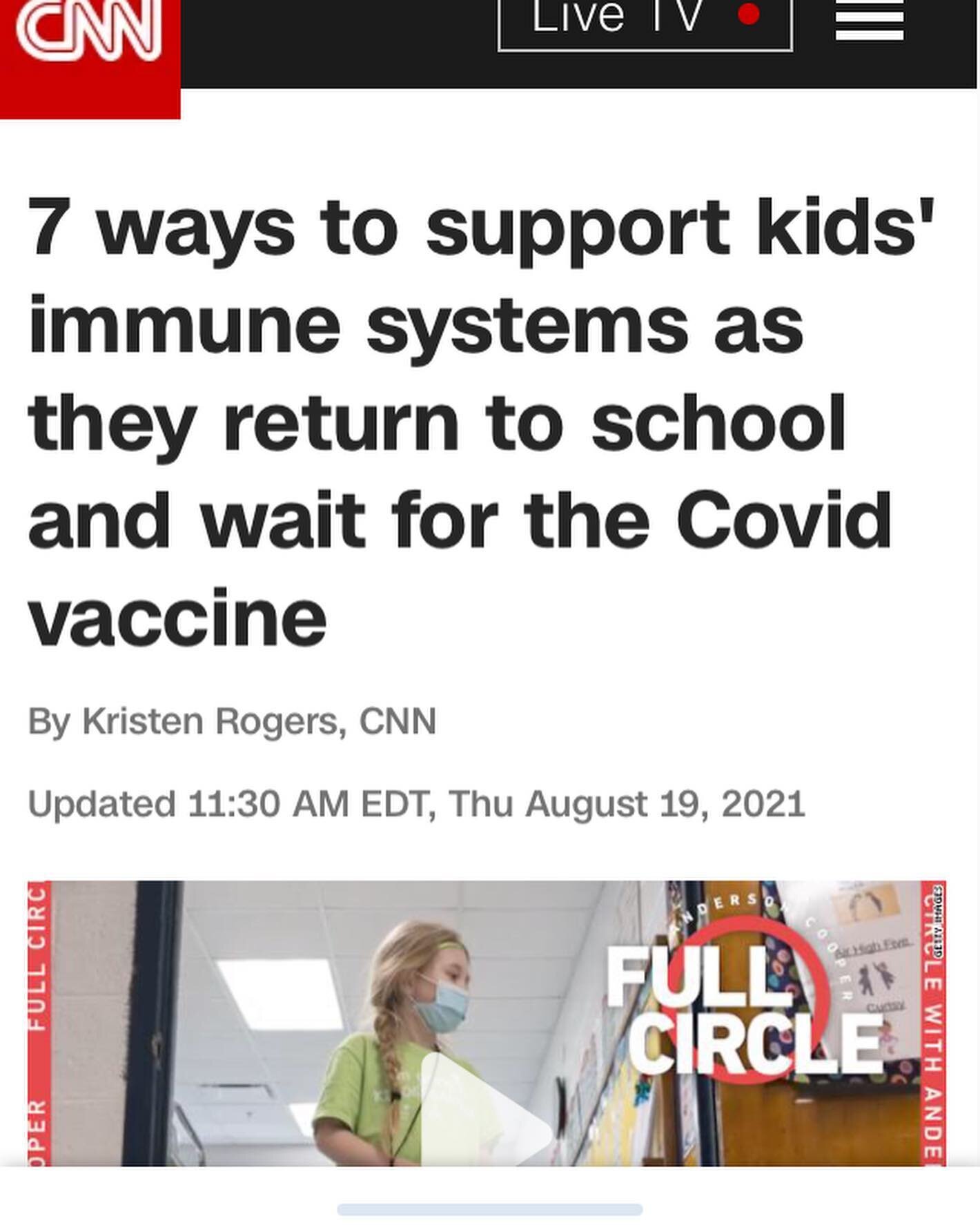 Thank you to @cnn for asking my opinion on the best ways to support kids&rsquo; immunity as they head back to school.
It&rsquo;s important to remember that you can&rsquo;t &ldquo;boost&rdquo; your immune system. Your immune system is made up of multi