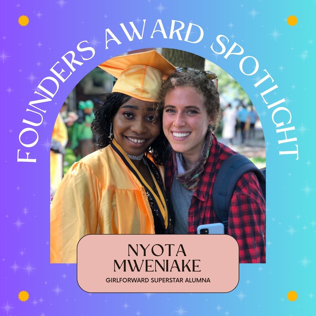 Cheers to our Chicago Founders Award Winner, Nyota Mweniake! 🥳 Nyota joined our GirlForward summer camp in 2018. She has since been an incredible support system for our girls and has continued to stay in touch with her mentor! Nyota will be giving a