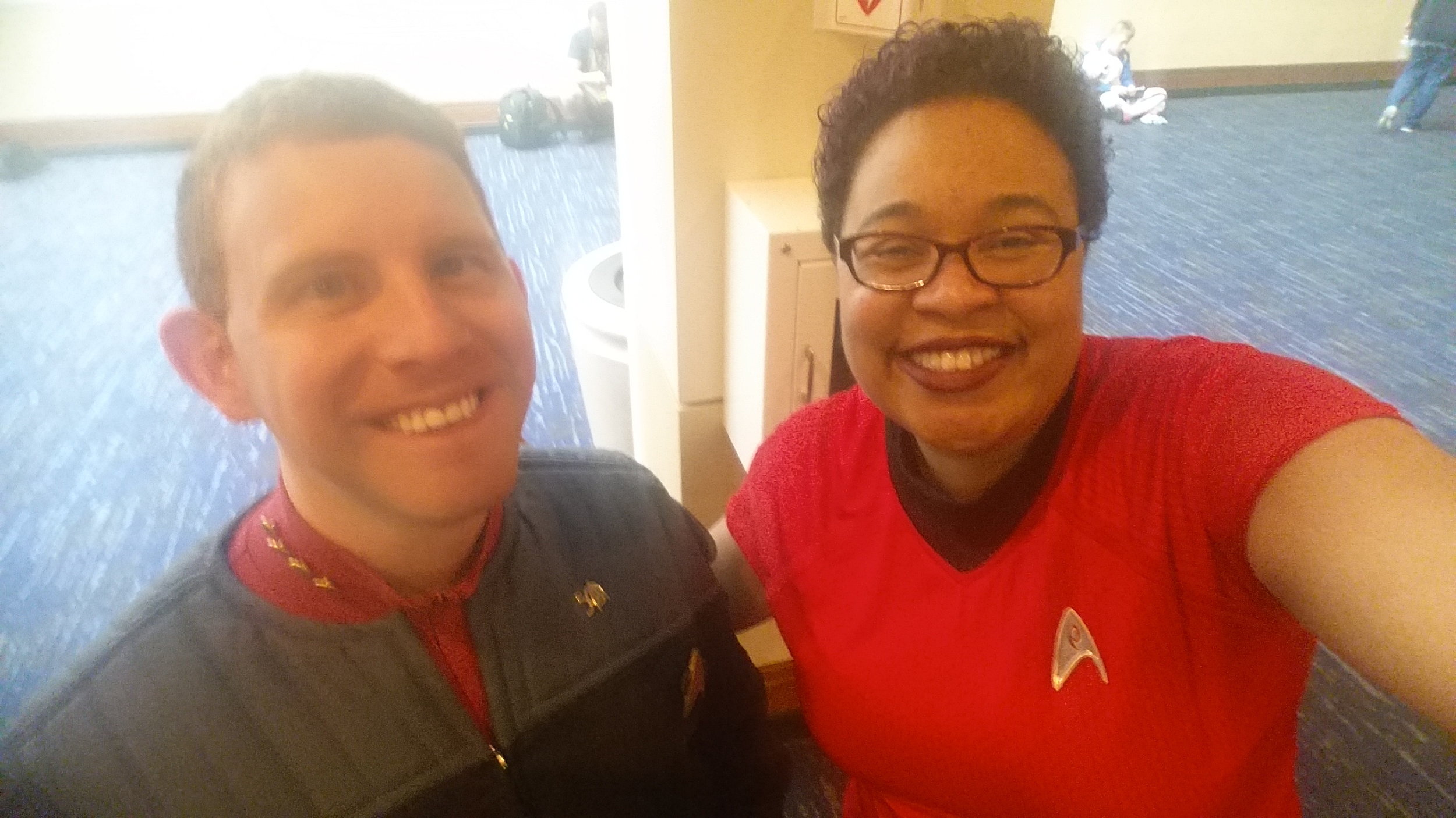 This fellow Star Trek fan and I were so excited to see each other that we decided to commemorate the occasion with a selfie!