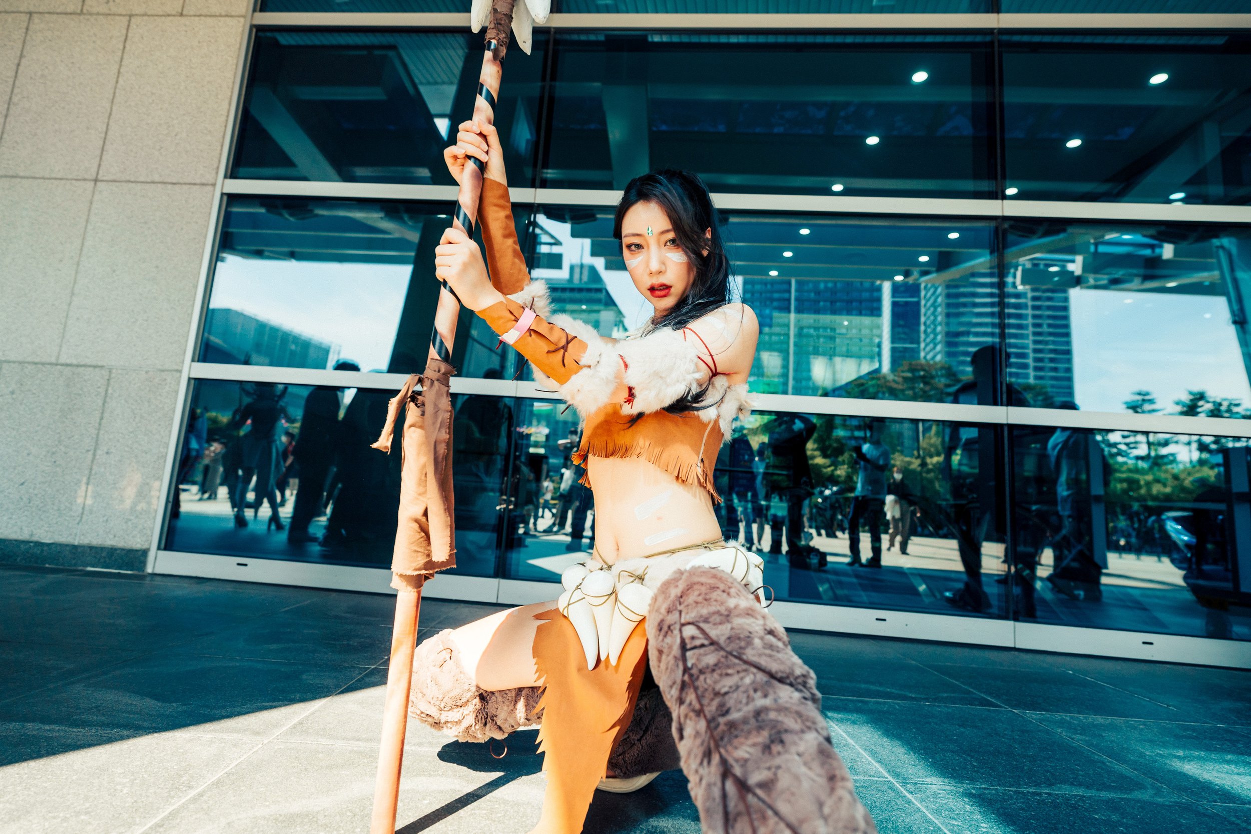 Cosplayer posing outside BEXCO