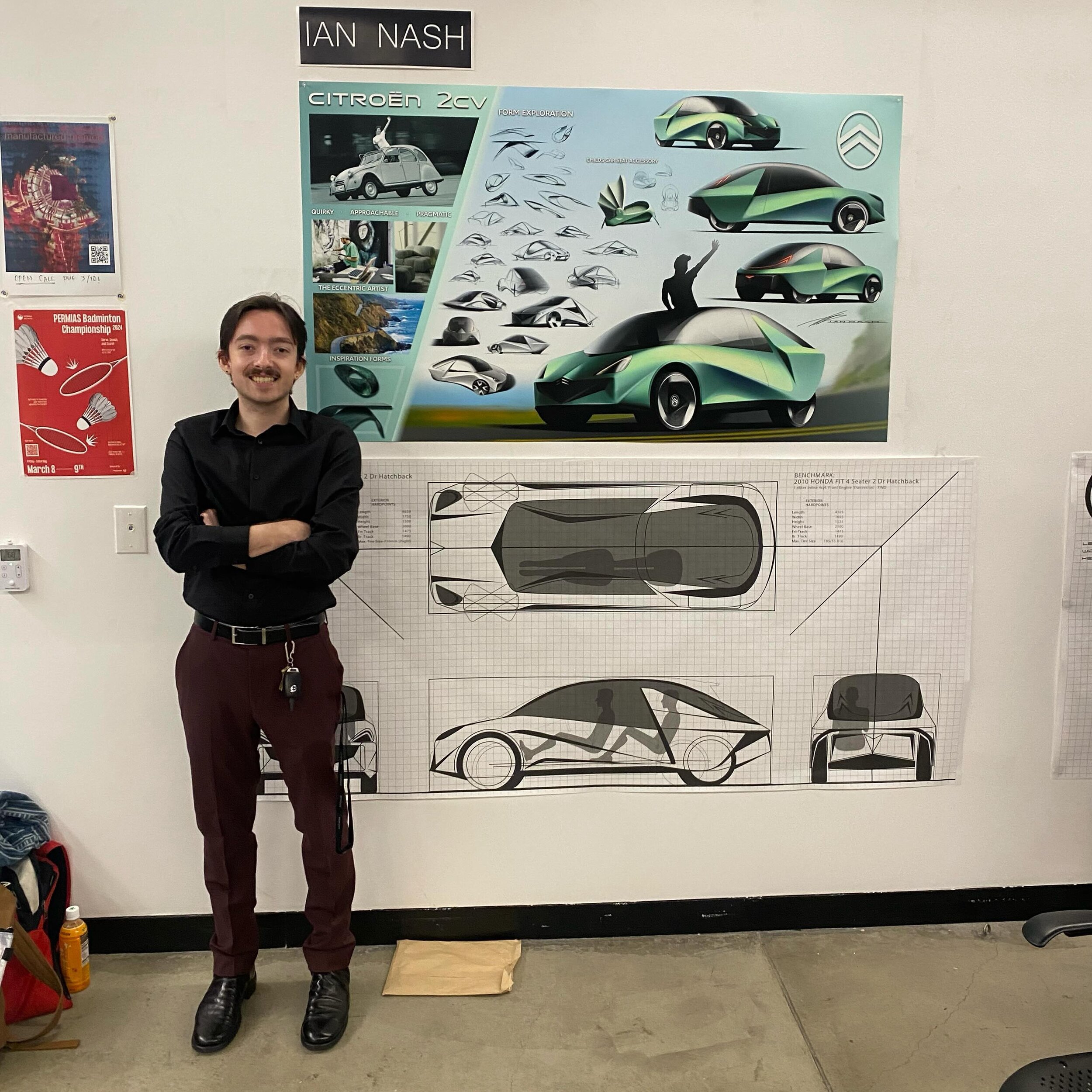 Fast, twisty, sometimes slow, or not like a road at all, but he is driving it. I&rsquo;m so proud of this one and all his work. This is his midterm presentation &mdash;a redesign of the Citro&euml;n 2CV. @artcenteredu #artcentercollegeofdesign #autod