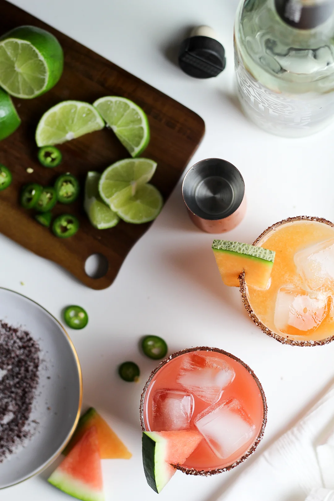 Salty AnchoChile Watermelon & Cantaloupe Margaritas — Worthy Pause