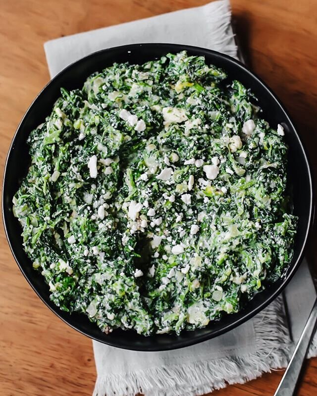 Spanakopita Creamed Spinach. A Thanksgiving-level(!) side dish hitting the internet a few months/years late (I wrote this recipe in 2016). The good news is you don't have to wait as long as I did to actually make it. #f52grams #gatheringslikethese #o