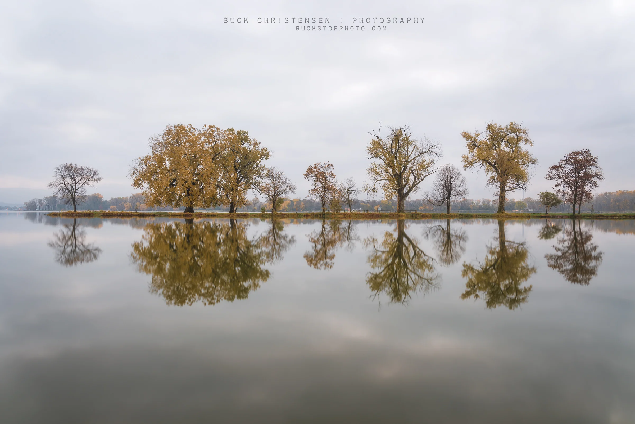 Boy Scout Island in autumn, Lake Manawa State Park, Council Bluffs, Iowa.