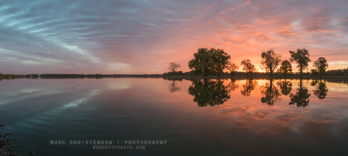 sunrise at boy scout island, lake manawa state park, council bluffs, iowa