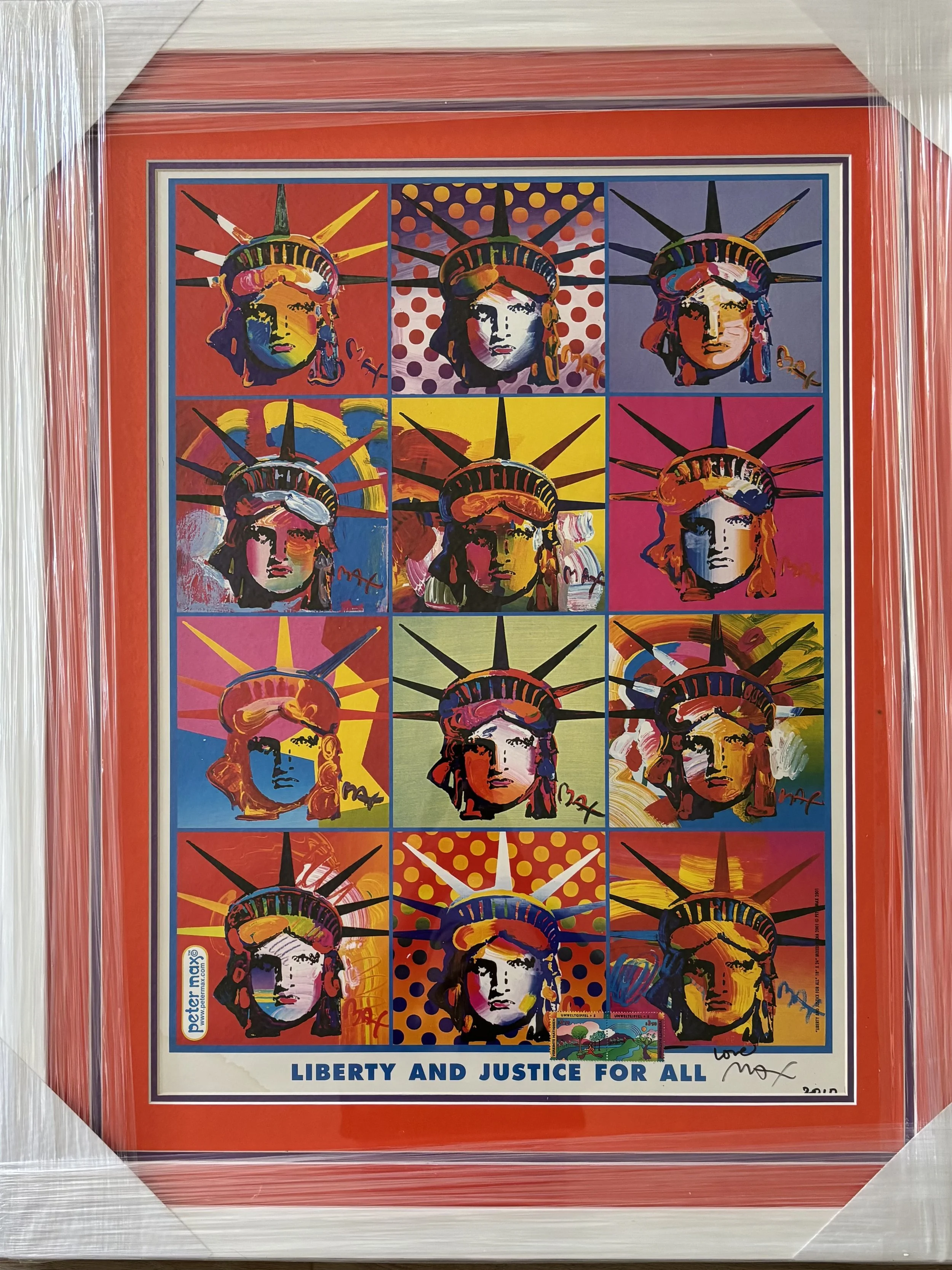 Peter Max signed statue of liberty art