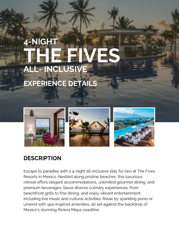 4 night stay at The Fives Resort Auction