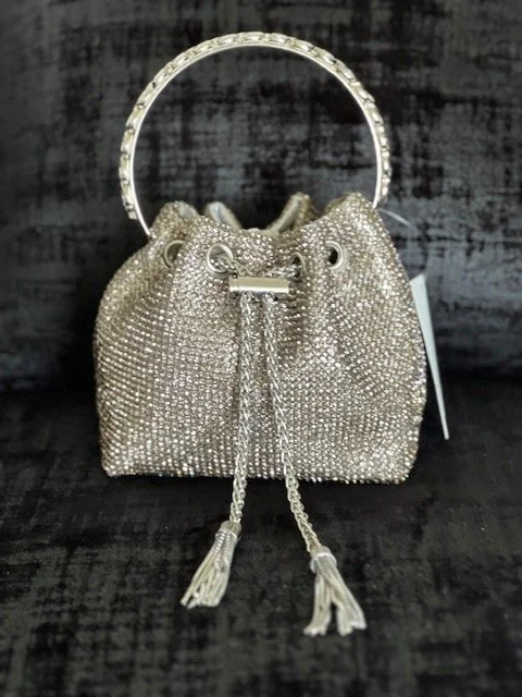 Rhinestone top handel pouch purse with tassle