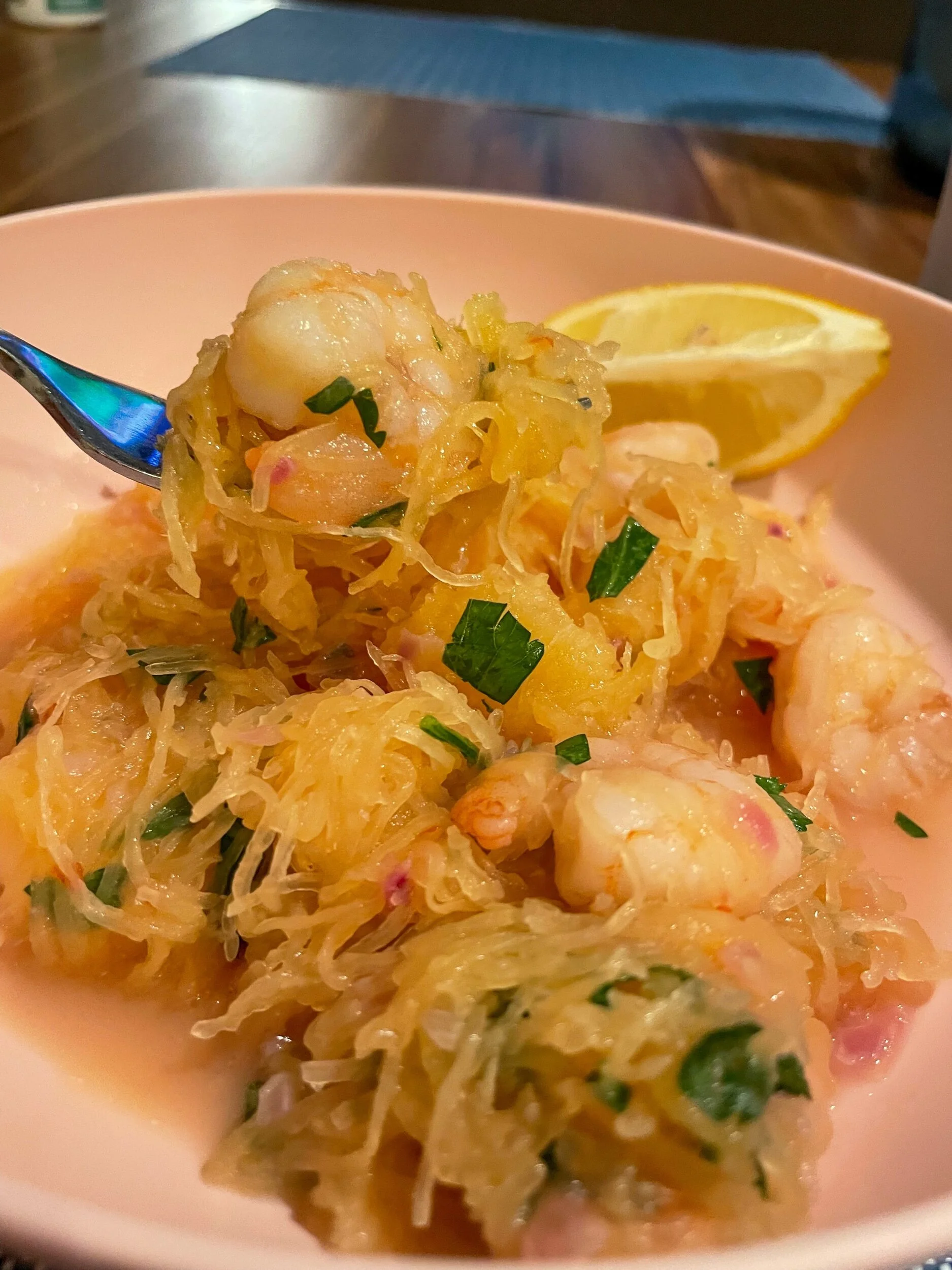 Healthy-ish Shrimp Scampi with Squash “Noodles”