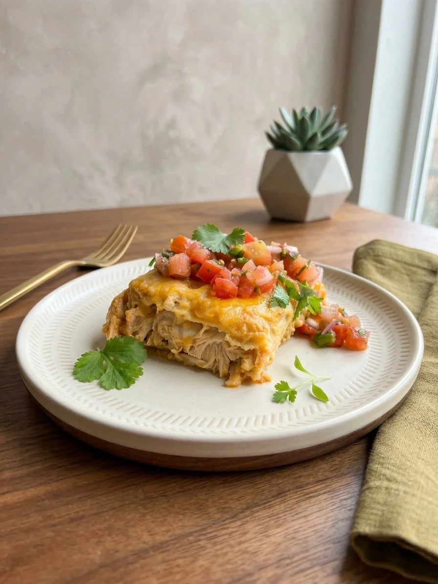 Skinny Creamy Chicken Red Enchiladas (Macro Friendly)