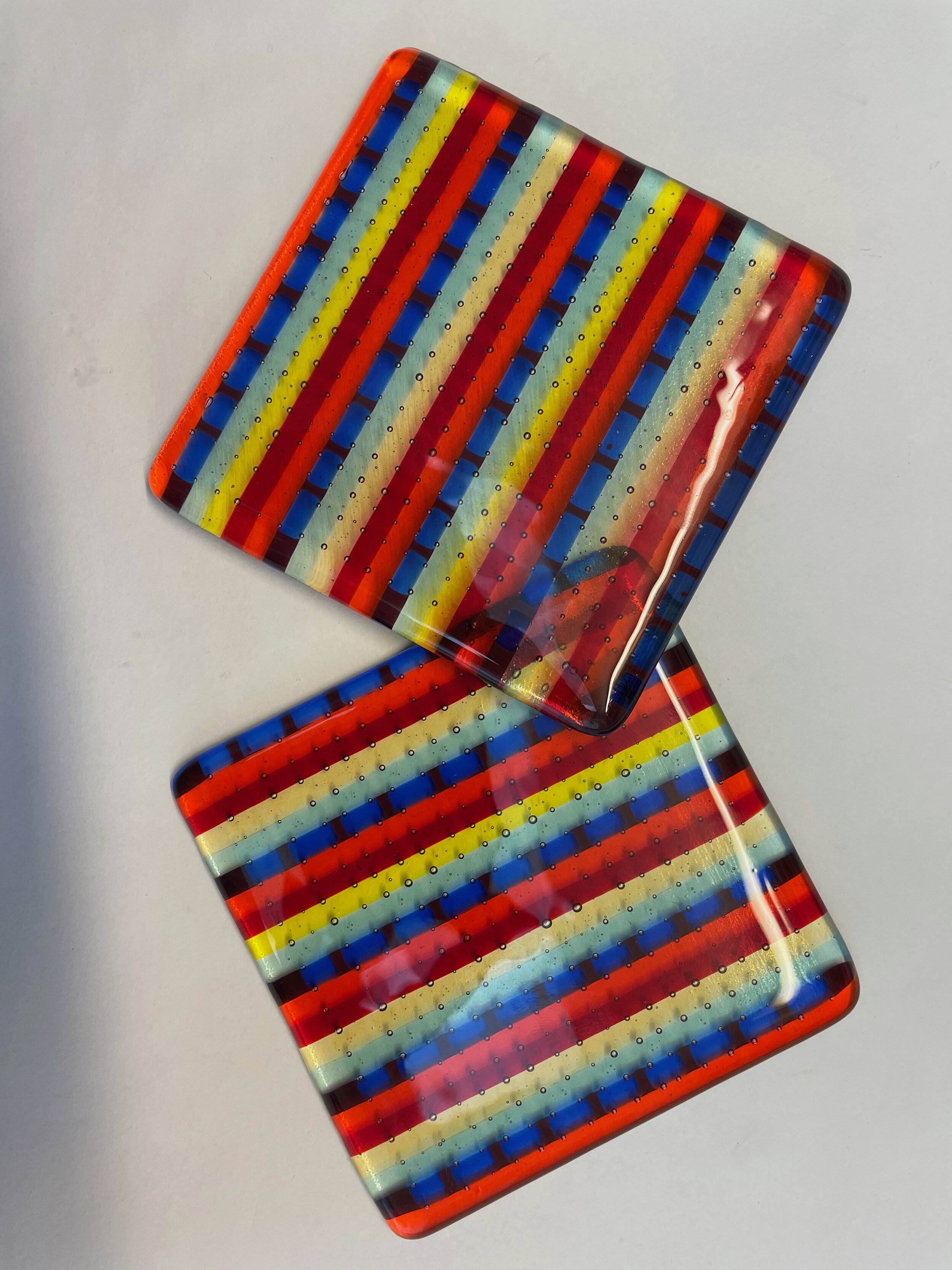 Striped, bubbled, coasters