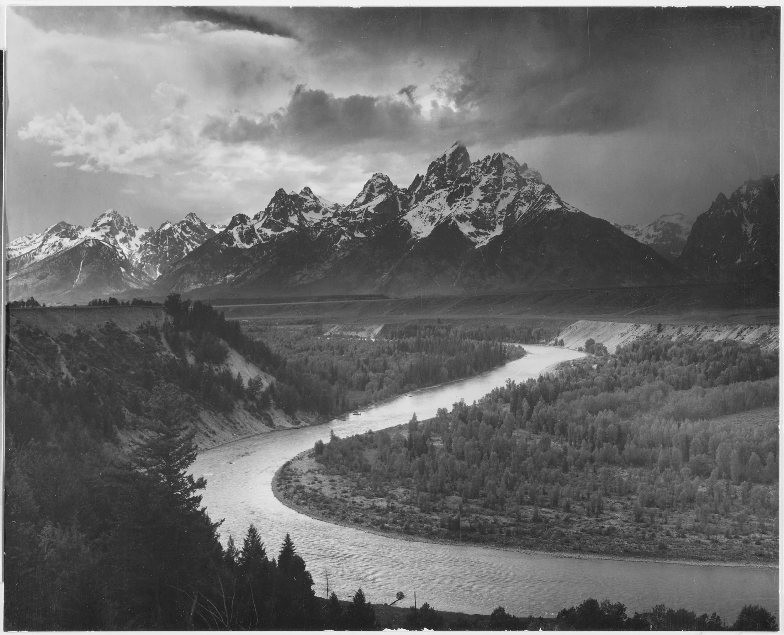 Fig 1. Ansel Adams, Tetons and Snake River, 1948. Silver Gelatin Print.
