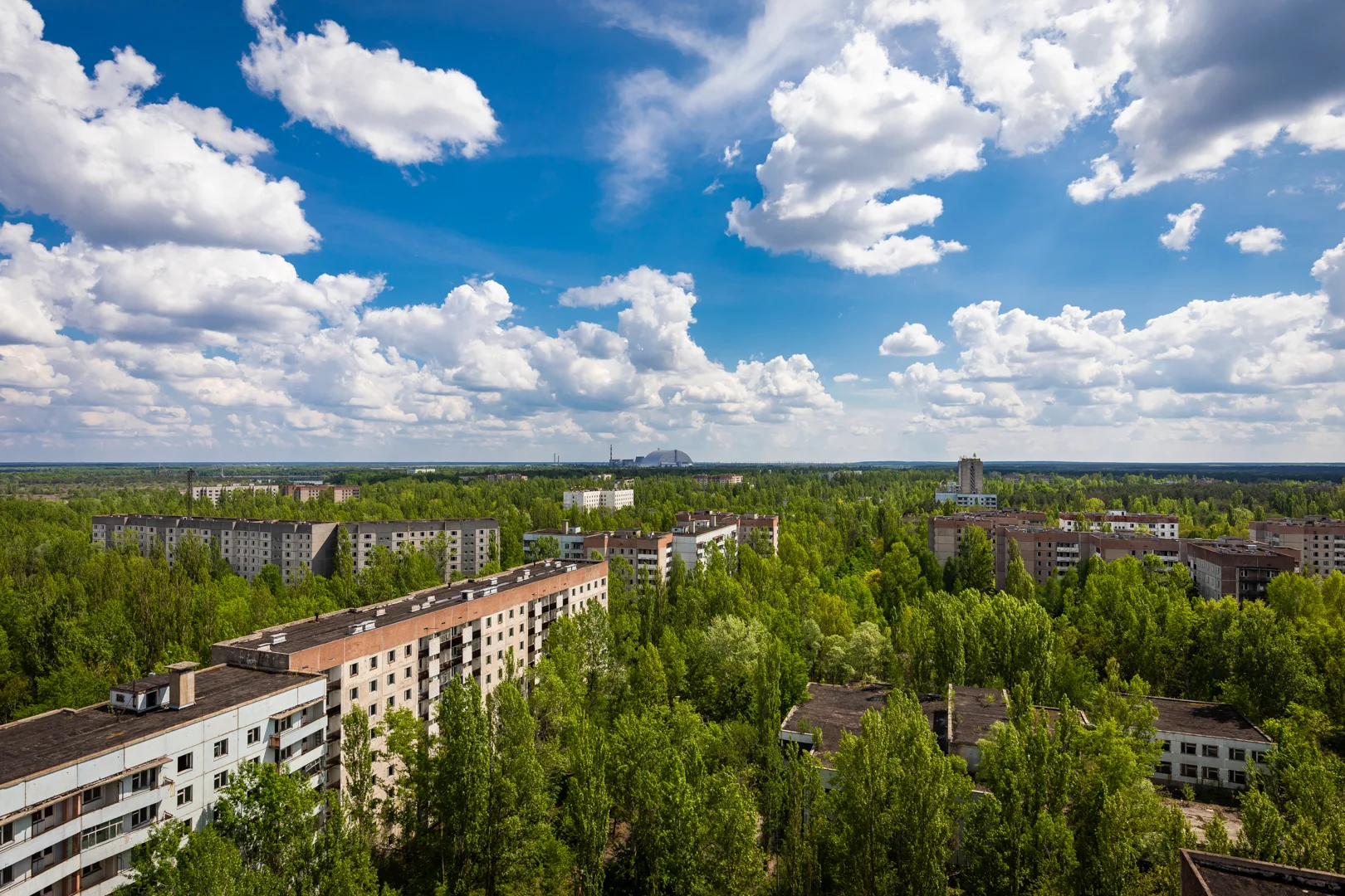Pripyat (close) - Reactor Block 4 (far)
