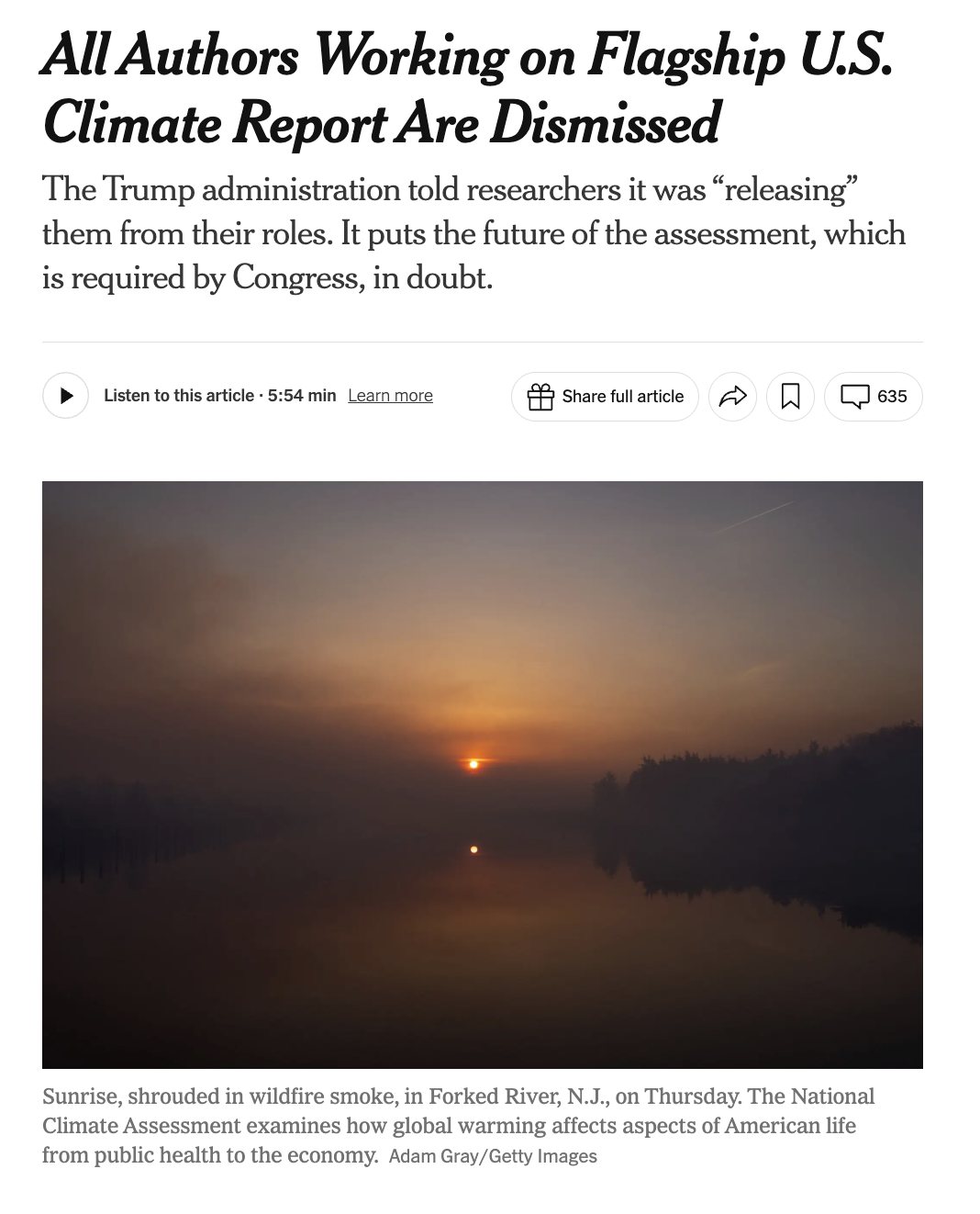 We (authors of the 6th National Climate Assessment) were just dismissed by the Trump Administration