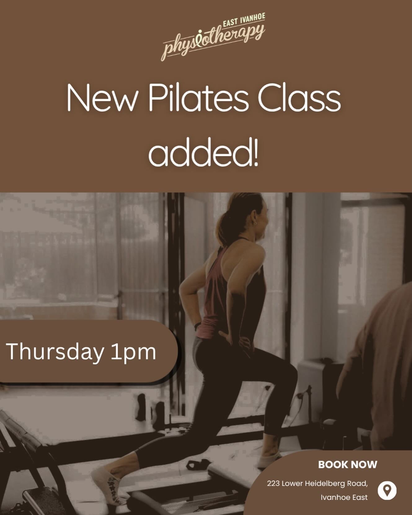 Our new Thursday 1PM Pilates class with Andriana is officially here 🤎✨

With classes filling up quickly, we don&rsquo;t want you to miss out on a spot! 🙌🏼

📍223 Lower Heidelberg Road, Ivanhoe East
#Pilates #IvanhoeEast #Physiotherapy #ReformerPil