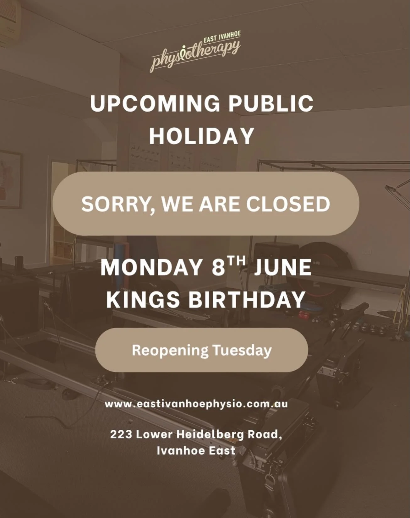 📢 Public Holiday Notice

We will be closed on Monday, 8th June for the King&rsquo;s Birthday public holiday and will reopen on Tuesday, 9th June.

Have a wonderful long weekend!
